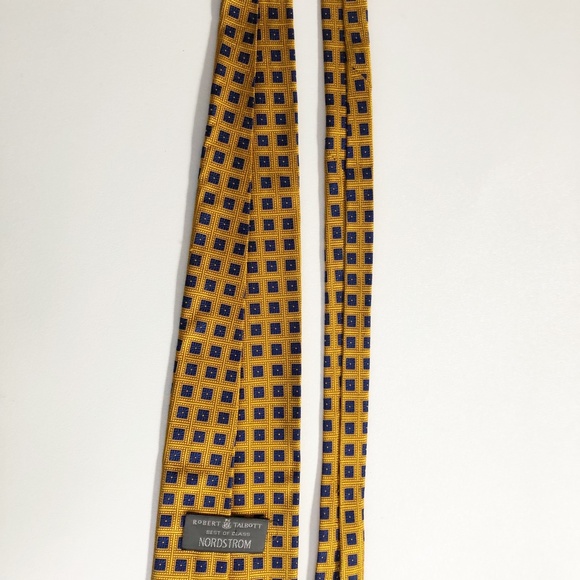 Robert Talbott Best of Class Nordstrom Silk Woven Gold Blue Tile w Blue Flowers - Picture 7 of 12